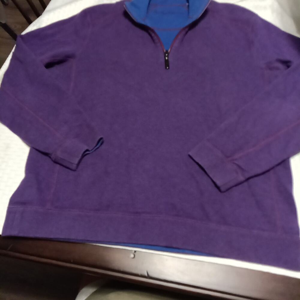 Tommy Bahama Reversible Pullover Men's XL Blue & Purple 1/4 Zip Long Sleeve Top